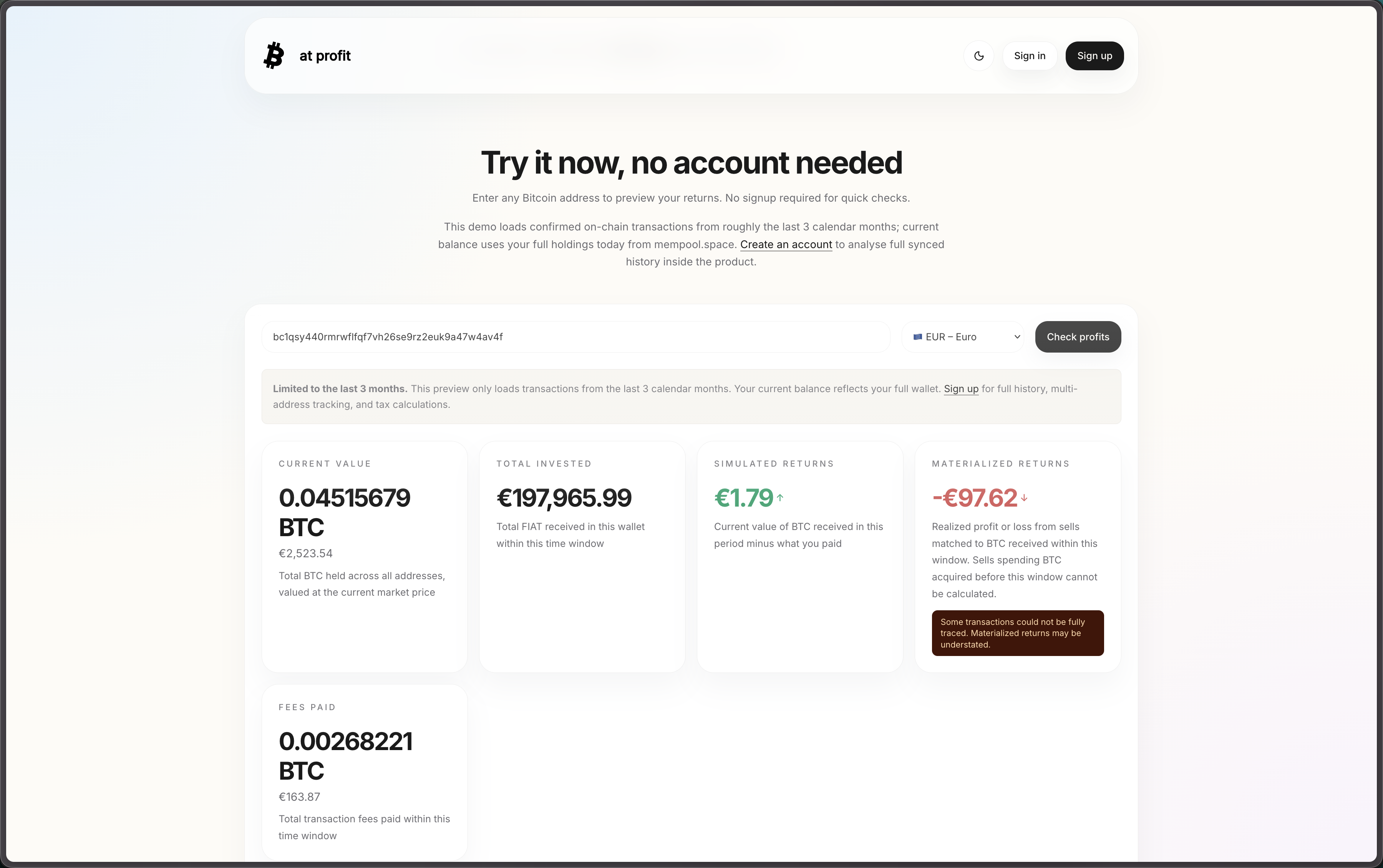 Guest homepage with address demo